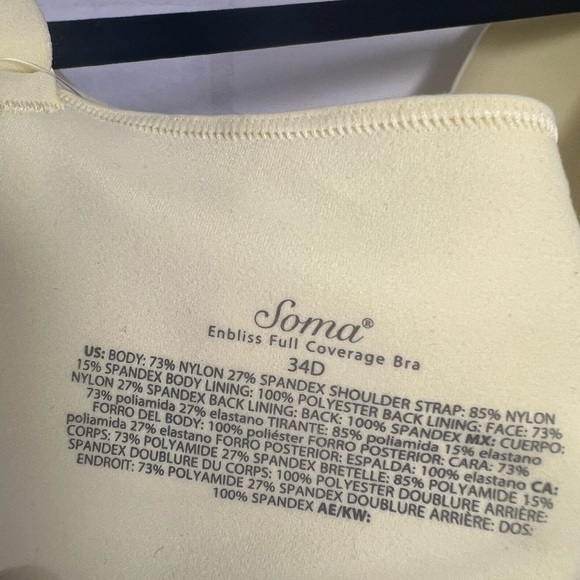 NWT Soma Enbliss Full Coverage Padded Underwire Bra 34 D Lemonade Yellow #0156 - Picture 6 of 11